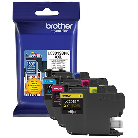 Brother Industries, Ltd MFC-J5330DW J6530DW J6930DW Super High Yield C/M/Y Ink Cartridge Combo Pack (Includes 1 Each of LC3019C LC3019M LC3019Y) (3 x 1500 Yield)