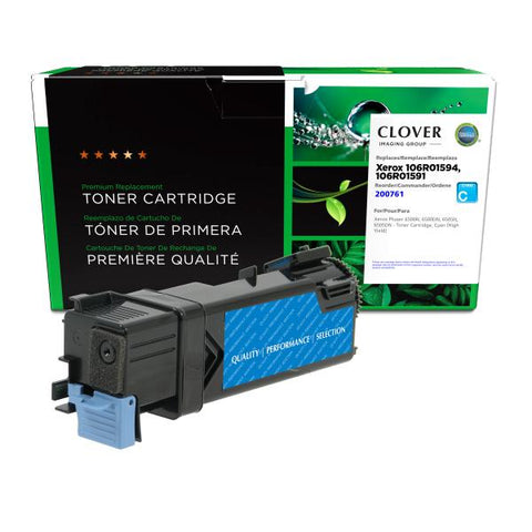 Clover Technologies Group, LLC Remanufactured High Yield Cyan Toner Cartridge (Alternative for Xerox 106R01594 106R01591) (2500 Yield)
