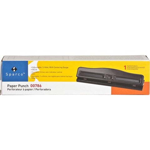 Sparco Products Adjustable 3-Hole Punch