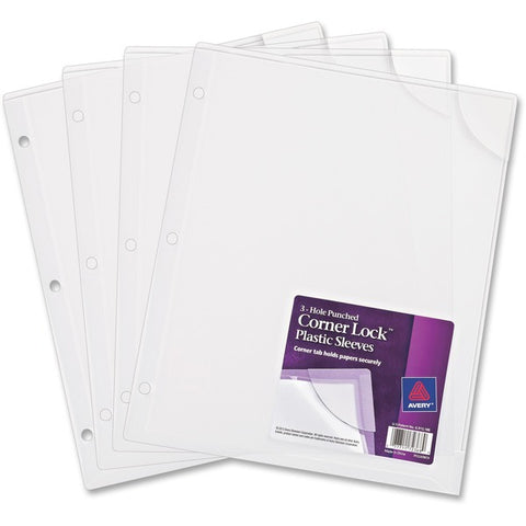 Avery Avery&reg Corner Lock 3-Hole Punched Plastic Sleeves