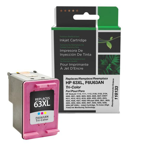 Clover Technologies Group, LLC Remanufactured High Yield Tricolor Inkjet Cartridge (Alternative for HP F6U63AN 63XL) (330 Yield)