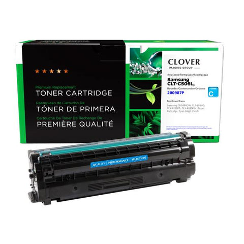 Clover Technologies Group, LLC Remanufactured High Yield Cyan Toner Cartridge (Alternative for Samsung CLT-C506L CLT-C506S) (3500 Yield)