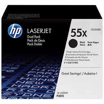HP 55X (CE255XD) LaserJet Enterprise 500 MFP (Flow) M525 Pro MFP M521 P3010 P3015 2-Pack High Yield Black Original LaserJet Toner Cartridges (2 x 12500 Yield) (Yield is 2 x 13500 for Model M525)
