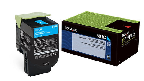 Lexmark (801C) Cyan Return Program Toner Cartridge (1000 Yield)
