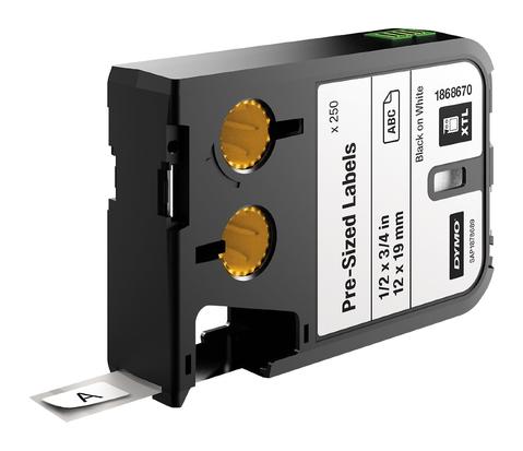 3M Pre-Sized Labels for DYMO XTL Label Makers, Black on White, 1/2", 1 Roll (1868670)
