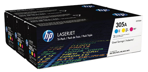 HP 305A (CF370AM) Cyan/Magenta/Yellow 3-pack Original LaserJet Toner Cartridges (3 x 2600 Yield)