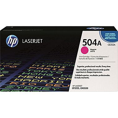 HP 504A (CE253A) Color LaserJet CM3530 MFP CP3525 Magenta Original LaserJet Toner Cartridge (7000 Yield)