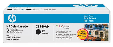 HP 125A (CB540AD) Color LaserJet CM1312 MFP CP1215 CP1515 CP1518 2-Pack Black Original LaserJet Toner Cartridges (2 x 2200 Yield)