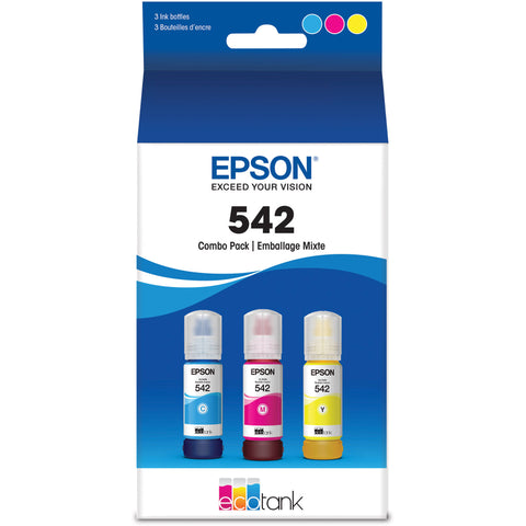 Epson T542 (T542520-S) Multi-Color Ink Bottles, C/M/Y 3-Pack