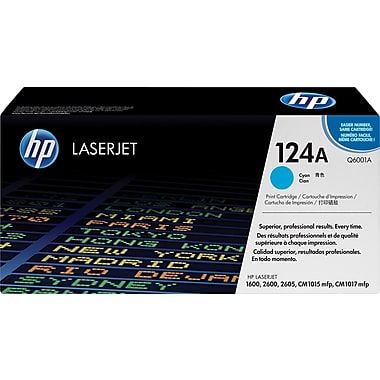 HP 124A (Q6001A) Color LaserJet 1600 2600 2605 Series CM1015 MFP CM1017 MFP Cyan Original LaserJet Toner Cartridge (2000 Yield)