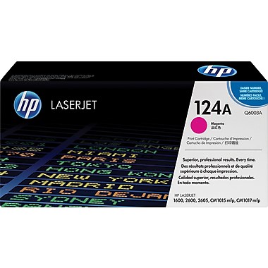 HP 124A (Q6003A) Color LaserJet 1600 2600 2605 Series CM1015 MFP CM1017 MFP Magenta Original LaserJet Toner Cartridge (2000 Yield)
