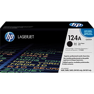 HP 124A (Q6000A) Color LaserJet 1600 2600 2605 Series CM1015 MFP CM1017 MFP Black Original LaserJet Toner Cartridge (2500 Yield)
