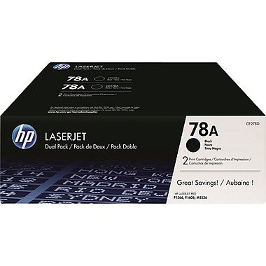 HP 78A (CE278D) 2-PACK BLACK ORIGINAL LASERJET TONER CARTRIDGES