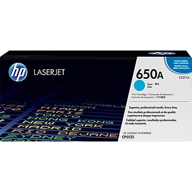 HP 650A (CE271A) Color LaserJet CP5525 M750 Cyan Original LaserJet Toner Cartridge (15000 Yield)