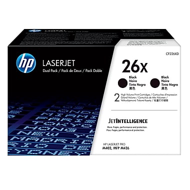 HP 26X (CF226XD) LaserJet Pro M402 MFP M426 2-Pack High Yield Black Original LaserJet Toner Cartridges (2 x 9000 Yield)