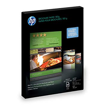 HP Inkjet Brochure Paper 180g 48# Glossy 98 Bright (8.5" x 11") (Two Sided) (50 Sheets/Pkg)