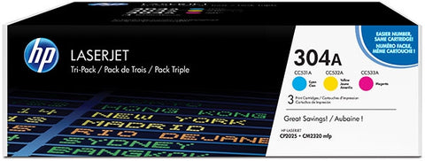 HP 304A (CF340A) Color LaserJet CM2320 MFP CP2025 3-Pack Cyan Magenta Yellow Original LaserJet Toner Cartridges (3 x 2800 Yield)